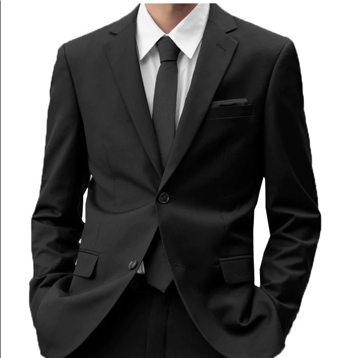 Men's Premium Slim Fit Black Two Piece Two Button Suit